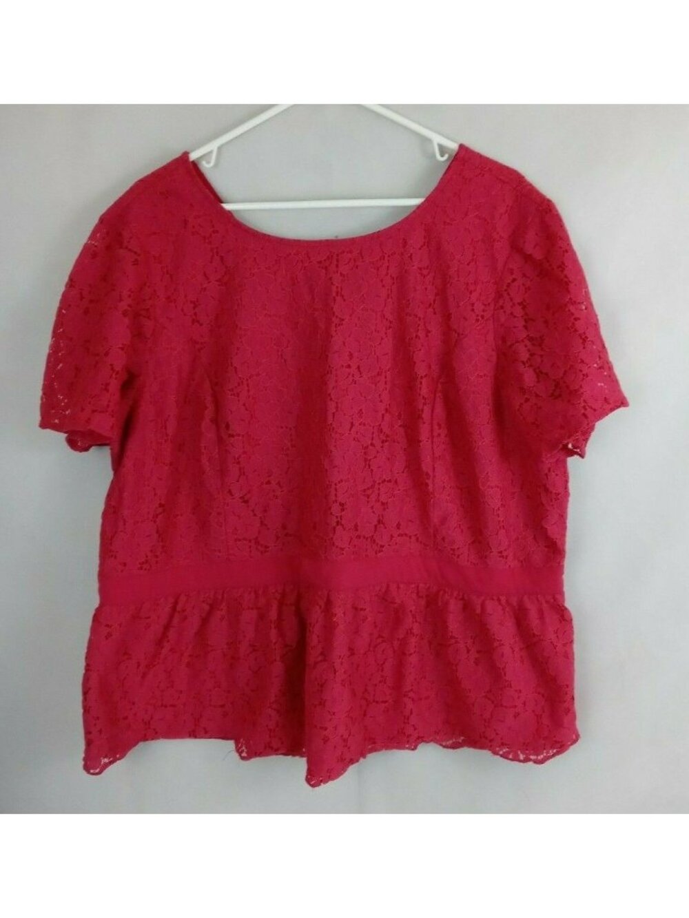 Jessica London Dark Pink Lined Lace Floral Blouse Size 22